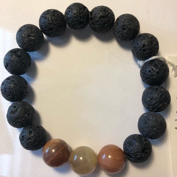 Jewelry - Moonstone and lava bracelet with gift pouch.